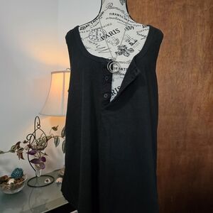 Black Buttoned Tank Top